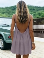 Purple backless camisole dress with drawstring bow detail and textured fabric finish - 5XL / Dresses / Light Green