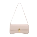 Minimalistische hellrosa Leder-Schultertasche mit eleganter goldener U-Metallschnalle - Weiß