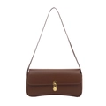 Minimalistische braune Schultertasche aus Leder mit goldenem Verschluss für Damen - Braun