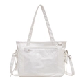 White minimalist Itabag tote with clear PVC display window and adjustable strap - White