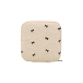 Mini checkered makeup bag in cream white with black bow patterns and zipper detail - White Bow