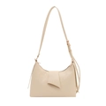 Borsa a spalla minimalista color crema in ecopelle con patta geometrica e tracolla regolabile - Bianco Sporco