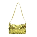 Sparkly sequin pillow bag in metallic lime green finish with slim leather shoulder strap - Green