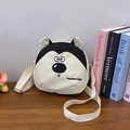 Mini borsa a tracolla in tela a forma di husky bianco e nero con scritta Fashion Bag - Nero