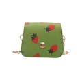 Mini green crossbody coin purse with strawberry print and gold chain strap - Green