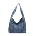 Leopardenmuster Canvas Tragetasche in Blau mit breitem Schultergurt für Alltag - Blau