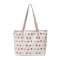 Sac fourre-tout blanc minimaliste avec motifs ours roses et cœurs à longues anses - Style 2