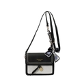 Bolso bandolera de moda en blanco y negro con detalle de pañuelo y remaches dorados - Negro