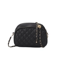 Sac bandoulière matelassé noir avec chaîne dorée et pendentif sphérique élégant - Noir
