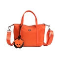 Bright orange nylon crossbody bag with panda charm and adjustable wide strap - Orange
