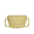 Chic light yellow lychee pattern bucket bag for women featuring a debossed fashion logo - Yellow