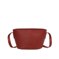 Minimalist dark red lychee pattern crossbody bag with embossed fashion text - Red