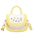 Mini crossbody bag in yellow and white featuring red cherry patterns and top handle - No Pendant / Yellow