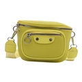 Minimalist bright yellow crossbody waist bag featuring lychee grain texture and wide strap - Kiwi Green
