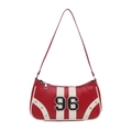 Borsa sottobraccio retrò rossa e bianca con stampa 96 e dettagli in rivetti argento - Rosso
