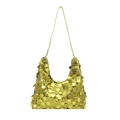Fashionable hobo underarm bag featuring bright golden-yellow sequins with sleek shoulder strap - Green