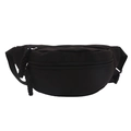 Minimalist black sports chest bag with woven zipper pull and adjustable strap detail - Black