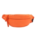 Minimalist bright orange nylon waist bag with arc design and dual zipper closure - Orange