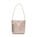 Sac seau rose en brocart chinois avec motifs de paysage et gland en soie élégant - Rose (Pendentif Inclus)