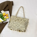 Fashionable tote bag with large gold sequins and slim handles for party wear - Gold Without Pendant