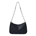 Schicke schwarze Hobo-Bag mit Hasenprint und silberner Kette für Damen Mode - Schwarz