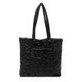 Schwarze gesteppte Puffer-Tasche für Damen mit gepolsterten Trägern und großem Volumen - Schwarz
