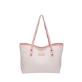 Pink quilted tote bag with white diamond lattice pattern and floral texture for women - No Pendant / Pink