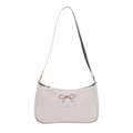 Sac sous le bras minimaliste en cuir PU beige avec nœud doré et fine bandoulière chic - Blanc