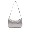 Sac croissant argenté métallisé avec boucle nœud doré et finition miroir lisse et chic - Argenté