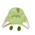 Cute green canvas cartoon shoulder bag for girls with adjustable white strap - Green