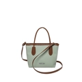 Sac à main carré vert menthe rétro avec lanières en cuir marron et poignées supérieures - Vert