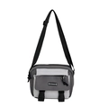 Retro messenger bag in grey patchwork nylon with buckle closure and adjustable strap - With Pendant / Gray