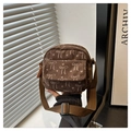 Sac bandoulière en velours côtelé marron avec motifs nœuds et sangle réglable - Marron