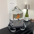 Light grey and olive green outdoor backpack with bright orange zippers and mesh pocket - Size 2 / Green