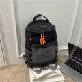 Lightweight black outdoor backpack with orange zipper pulls and side mesh pocket - Size 2 / Black