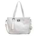 Bolso tipo cubo blanco de cuero PU con cierre giratorio plateado y correa desmontable - Blanco