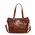 Bolso pequeño vintage marrón acolchado con correa ajustable y herrajes plateados - Marrón Oscuro