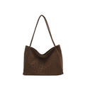 Bolso tote grande vintage de ante con estampado de leopardo para mujer, estilo otoño - Marrón