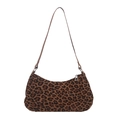 Leopard print vintage shoulder bag with textured faux leather and a classic retro design - Leopard Brown