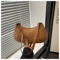 Brown faux suede crescent hobo bag with sleek leather strap and zipper closure - Brown