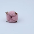 Pink artificial cotton flower head with natural texture for home and wreath decor - Pink