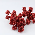 Bacche rosse artificiali glitterate per albero di Natale e decorazioni festive fai da te - Rosso glitterato a tre punte