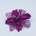 Glittery purple artificial Christmas poinsettia flower for DIY holiday tree decorations - Purple / 15CM