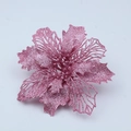 Glittering pink artificial Christmas flower with hollow petals for tree decoration - Pink / 15CM