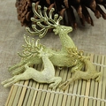 Three golden textured reindeer Christmas tree ornaments in various sizes for holiday decor - 7.5CM Gold