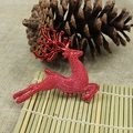 Decorazione natalizia appesa a forma di renna rossa scintillante con grandi corna - 13CM Rosso