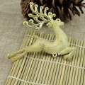 Golden reindeer hanging ornament with textured finish for Christmas tree decoration - 6cm Gold
