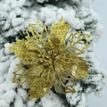 Sparkling gold hollow Christmas artificial flower decoration for festive tree and wreath - Gold