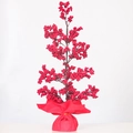 Künstlicher roter Beerenbaum mit rotem Stofffuß für festliche Neujahrsdekoration - 50CM Rot (8 Gabeln)