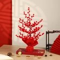 Decorazione festiva dell'albero di bacche rosse per Capodanno con base rossa tipica - 50cm (Senza Ornamenti) / Rosso